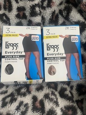 L'eggs Everyday Plus Size Control Top Pantyhose - Suntan (2X) - 3 Pair (2 boxes)